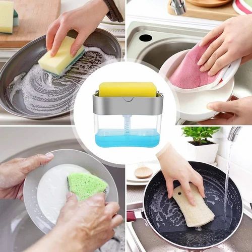 Dish soap dispenser and sponge