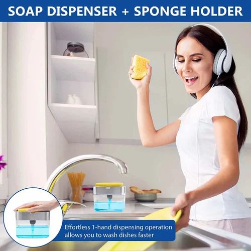 Dish soap dispenser and sponge