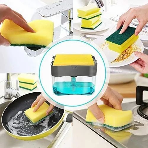 Dish soap dispenser and sponge